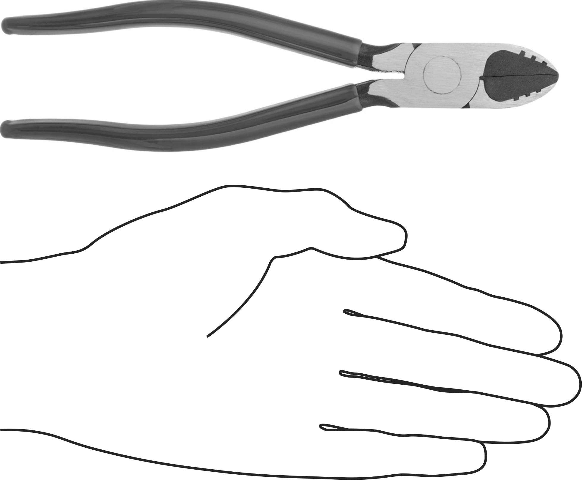 Tel Kesiciler, Oval Başlık, Yastıklı Tutamak ve Tel Tutucu, 7-1/2" Toplam Uzunluk