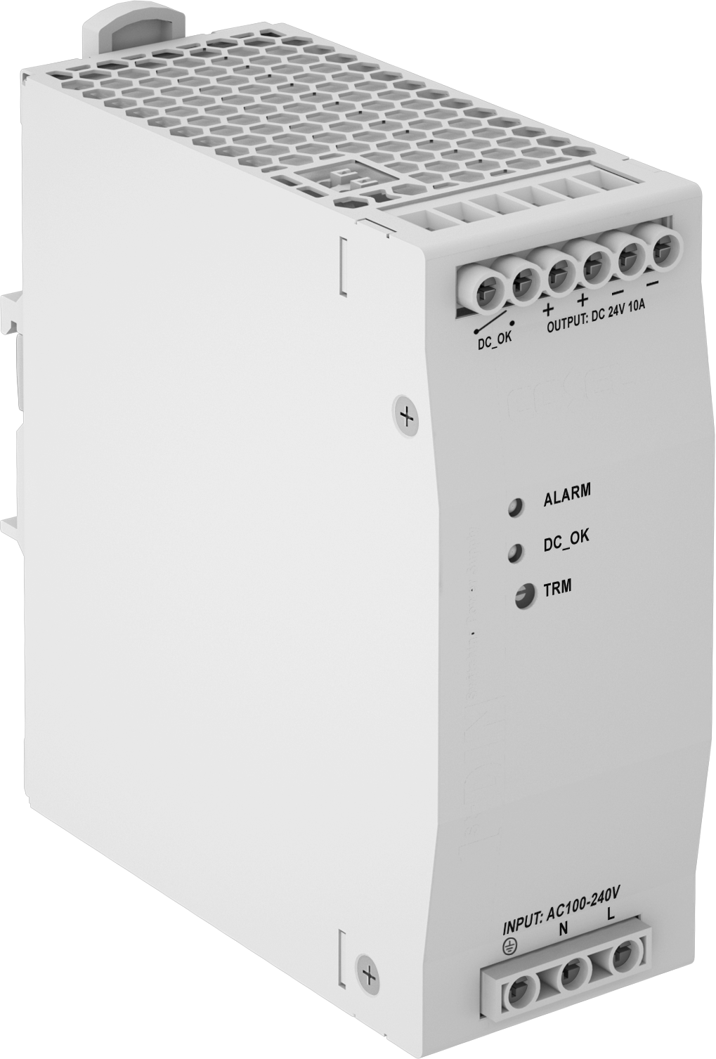 Motor Çalıştırmalı DIN Rayına Monte Güç Kaynağı, Çıkış Sinyali ve Uzaktan Açma/Kapama Özelliği ile, 24V DC, 10A