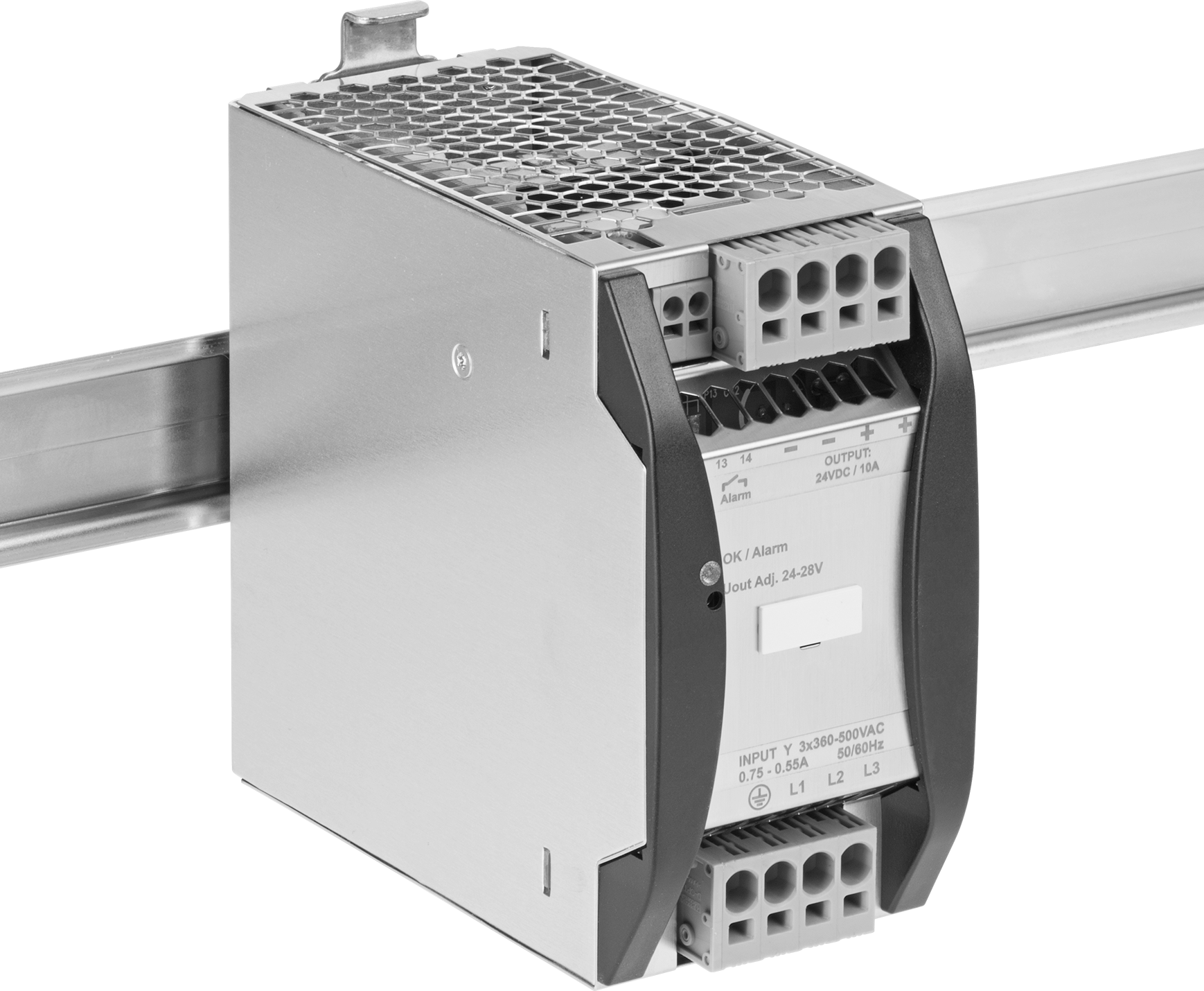 Ağır Hizmet Tipi Motor Çalıştırma DIN Rayı Güç Kaynağı, Üç Fazlı, 360-500V AC Giriş, 24V DC, 12A