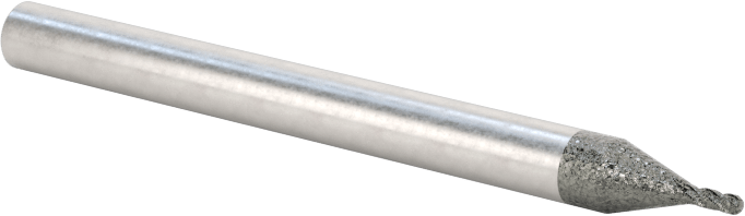 Elmas Kaplı Karbür Uçlu Freze, Bilyalı Uç, 4 Kanallı, 1/32" Freze Çapı, 1-1/2" Toplam Uzunluk