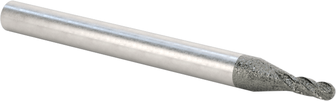 Elmas Kaplı Karbür Uçlu Freze, Bilyalı Uç, 4 Kanallı, 1/16" Freze Çapı, 1-1/2" Toplam Uzunluk