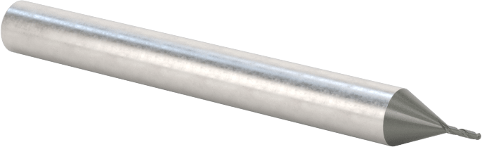 Elmas Kaplı Karbür Uçlu Freze, Bilyalı Uç, 2 Yiv, 0,5 mm Freze Çapı, 40 mm Toplam Uzunluk