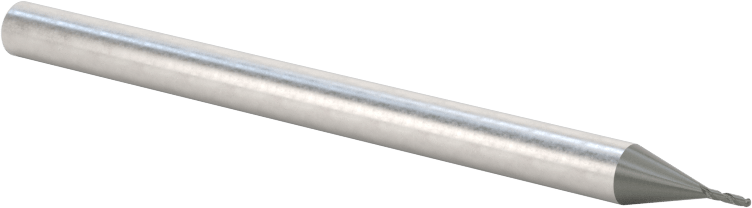 Elmas Kaplı Karbür Uçlu Freze, Bilyalı Uç, 2 Yiv, 0,6 mm Freze Çapı, 60 mm Toplam Uzunluk