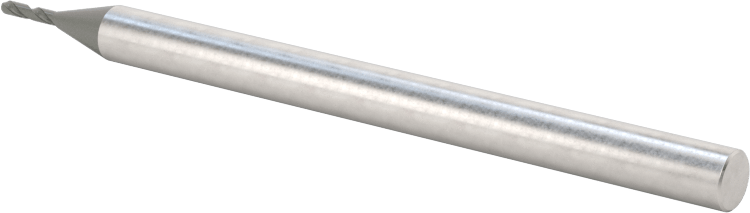 Elmas Kaplı Karbür Uçlu Freze, Bilyalı Uç, 2 Yiv, 1 mm Freze Çapı, 60 mm Toplam Uzunluk