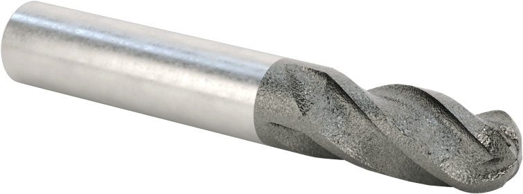Elmas Kaplı Karbür Uçlu Freze, Bilyalı Uç, 4 Kanallı, 3/8" Freze Çapı, 2-1/2" Toplam Uzunluk