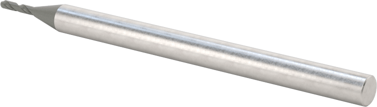 Elmas Kaplı Karbür Uçlu Freze, Bilyalı Uç, 2 Yiv, 1,2 mm Freze Çapı, 60 mm Toplam Uzunluk