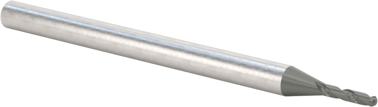 Elmas Kaplı Karbür Uçlu Freze, Bilyalı Uç, 2 Yiv, 1,5 mm Freze Çapı, 60 mm Toplam Uzunluk