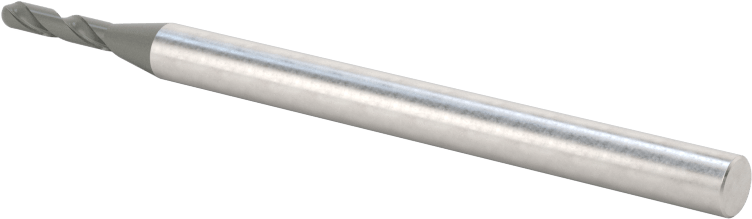 Elmas Kaplı Karbür Uçlu Freze, Bilyalı Uç, 2 Yiv, 2 mm Freze Çapı, 60 mm Toplam Uzunluk