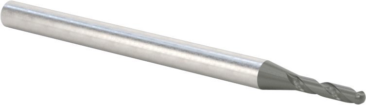 Elmas Kaplı Karbür Uçlu Freze, Bilyalı Uç, 2 Yiv, 2 mm Freze Çapı, 60 mm Toplam Uzunluk
