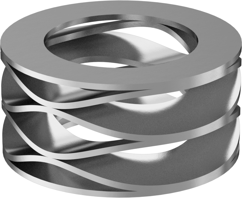 Korozyona Dayanıklı Yığılmış Dalgalı Disk Yay, Düz Uçlar, 0,2" Mil Çapı için, 0,008" Kalınlık, 0,096" Yükseklik