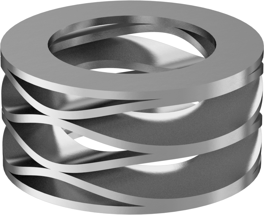 Korozyona Dayanıklı Yığılmış Dalgalı Disk Yay, Düz Uçlar, 0,2" Mil Çapı için, 0,01 inç Kalınlık, 0,096" Yükseklik