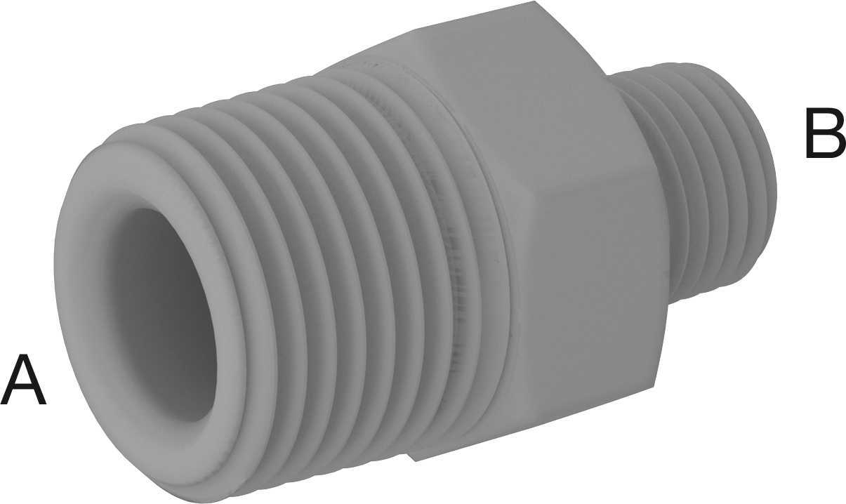 Yağ için Plastik Boru Bağlantı Parçası, Düz Redüktör, 1/2 NPT Erkek x 1/4 NPT Erkek