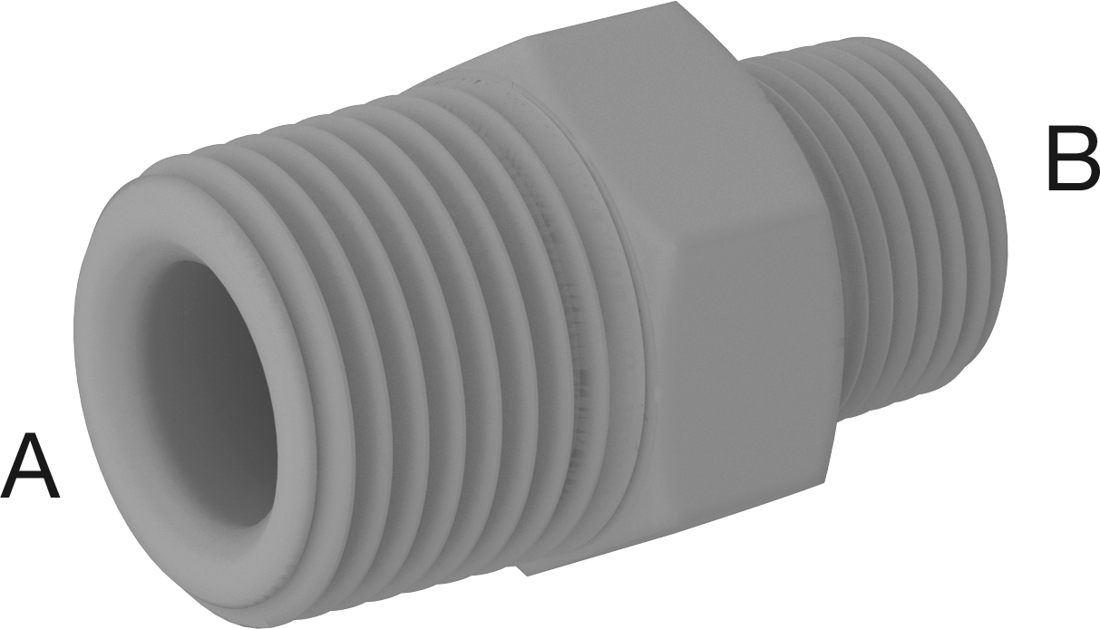 Yağ için Plastik Boru Bağlantı Parçası, Düz Redüktör, 1/2 NPT Erkek x 3/8 NPT Erkek