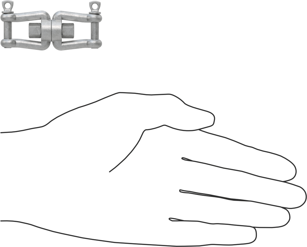 Clevis-Clevis Döner Bağlantı - Kaldırma Amaçlı Değildir, Sıcak Daldırma Galvanizli Çelik, 1-7/8" Uzunluk