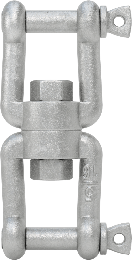 Clevis-Clevis Döner Bağlantı - Kaldırma Amaçlı Değildir, Sıcak Daldırma Galvanizli Çelik, 2-11/16" Uzunluk