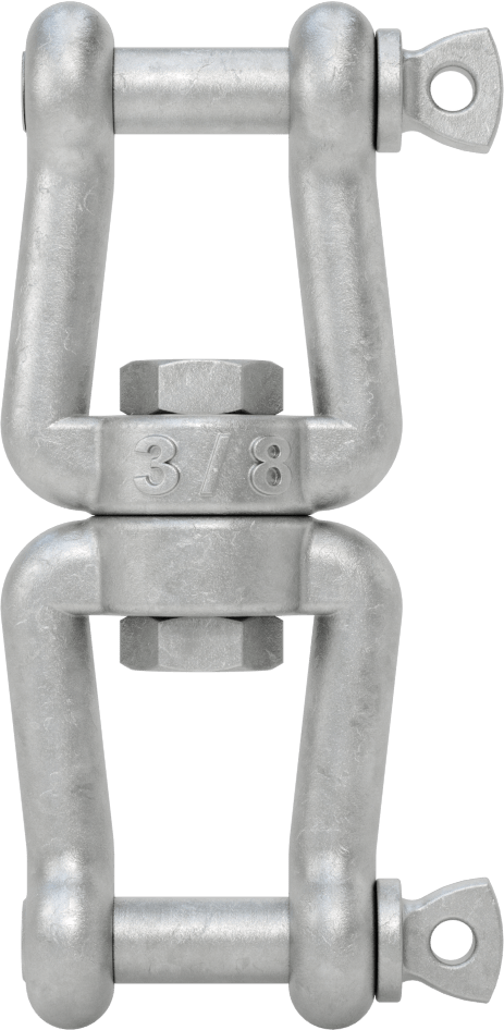 Clevis-Clevis Döner Bağlantı - Kaldırma Amaçlı Değildir, Sıcak Daldırma Galvanizli Çelik, 3-3/8" Uzunluk