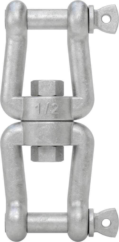 Clevis-Clevis Döner Bağlantı - Kaldırma Amaçlı Değildir, Sıcak Daldırma Galvanizli Çelik, 4-15/32" Uzunluk