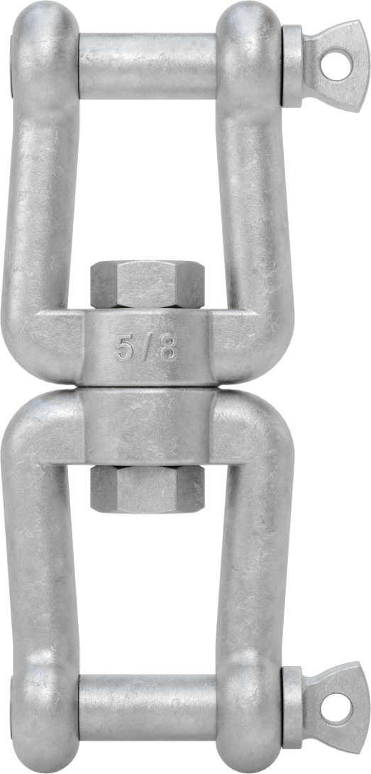 Clevis-Clevis Döner Bağlantı - Kaldırma Amaçlı Değildir, Sıcak Daldırma Galvanizli Çelik, 5-11/32" Uzunluk