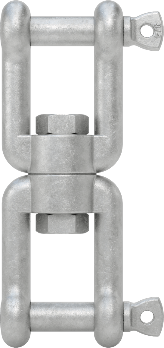 Clevis-Clevis Döner Bağlantı - Kaldırma Amaçlı Değildir, Sıcak Daldırma Galvanizli Çelik, 6-1/2" Uzunluk
