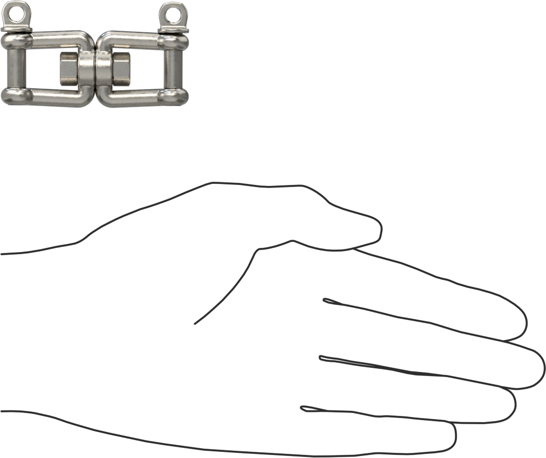 Clevis-Clevis Döner Bağlantı - Kaldırma Amaçlı Değildir, 316 Paslanmaz Çelik, 1-7/8" Uzunluk