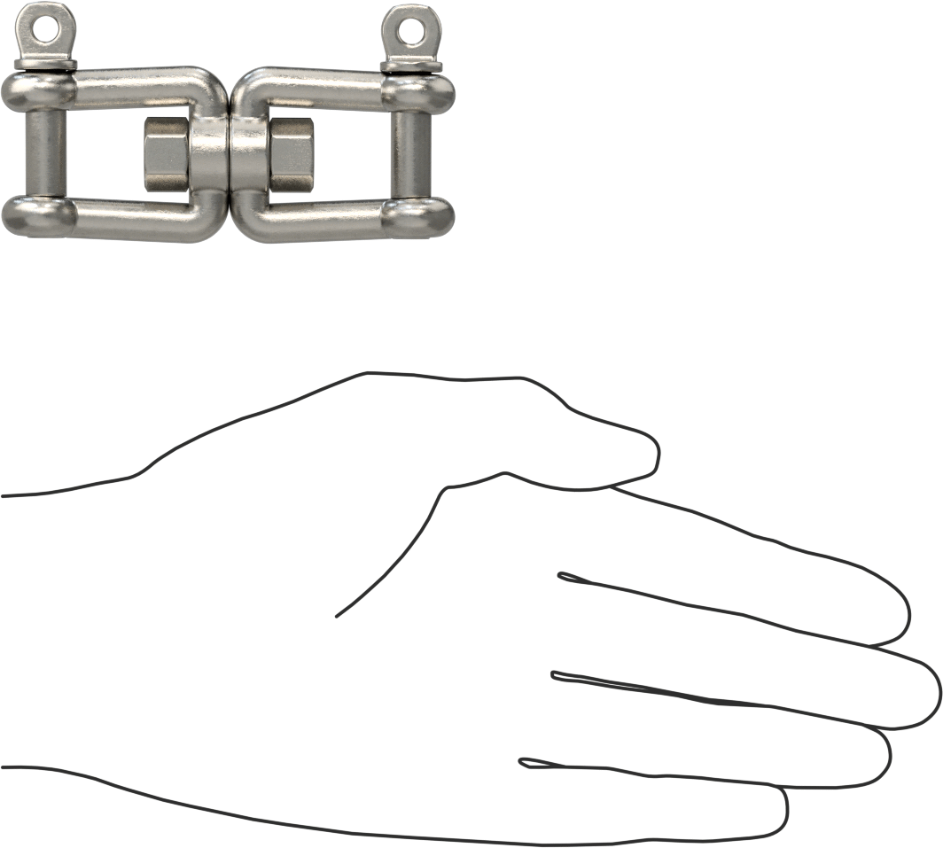 Clevis-Clevis Döner Bağlantı - Kaldırma Amaçlı Değildir, 316 Paslanmaz Çelik, 2-17/32" Uzunluk