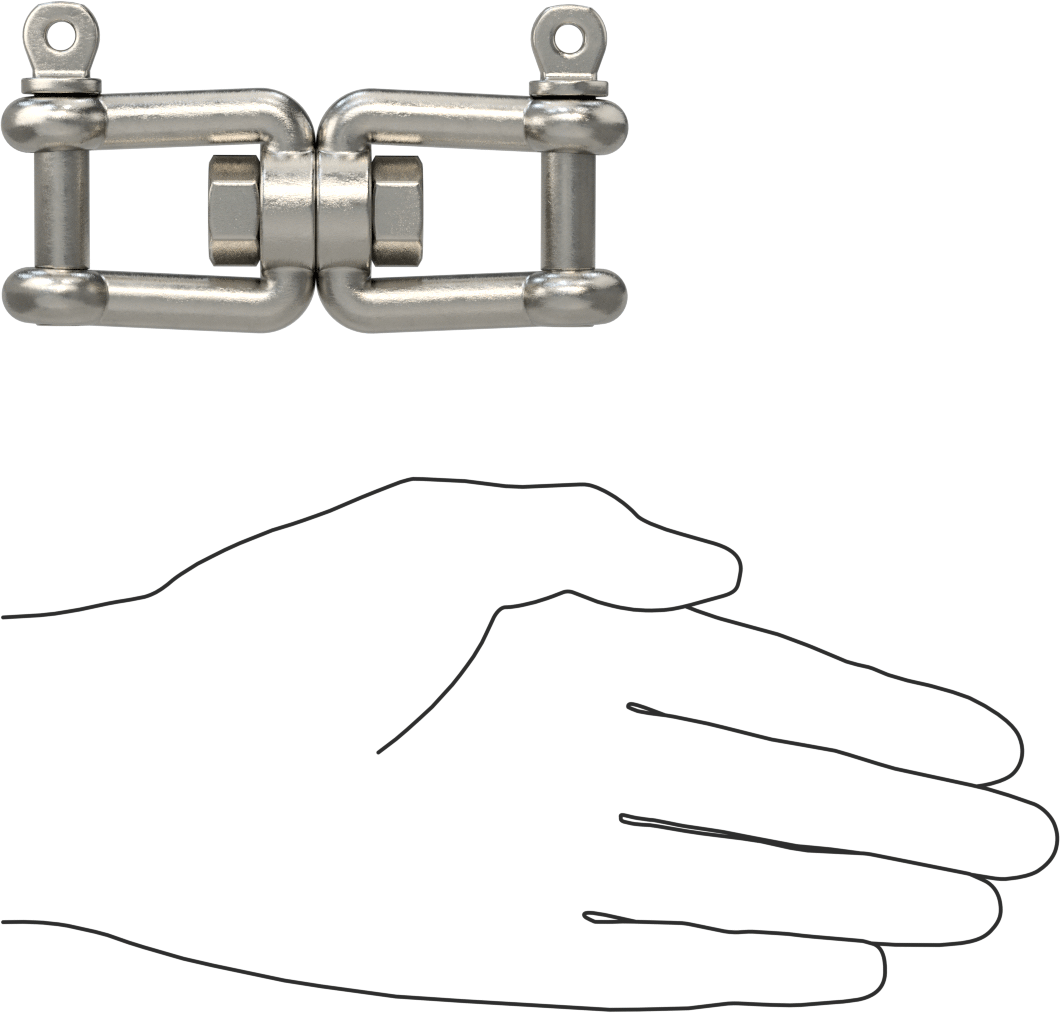 Clevis-Clevis Döner Bağlantı - Kaldırma Amaçlı Değildir, 316 Paslanmaz Çelik, 3-3/16" Uzunluk