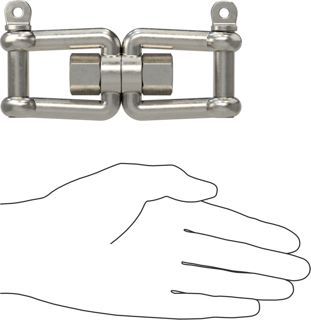 Clevis-Clevis Döner Bağlantı - Kaldırma Amaçlı Değildir, 316 Paslanmaz Çelik, 4-5/16" Uzunluk