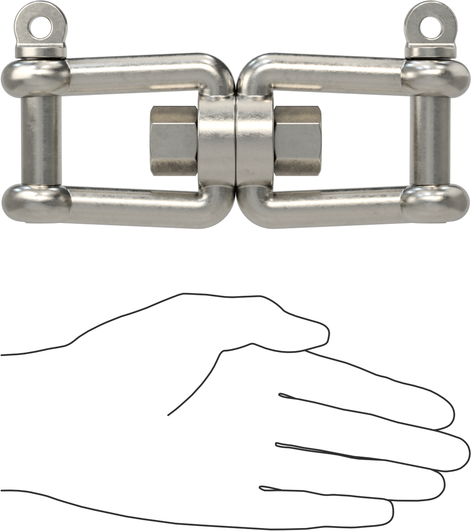 Clevis-Clevis Döner Bağlantı - Kaldırma Amaçlı Değildir, 316 Paslanmaz Çelik, 5-7/16" Uzunluk