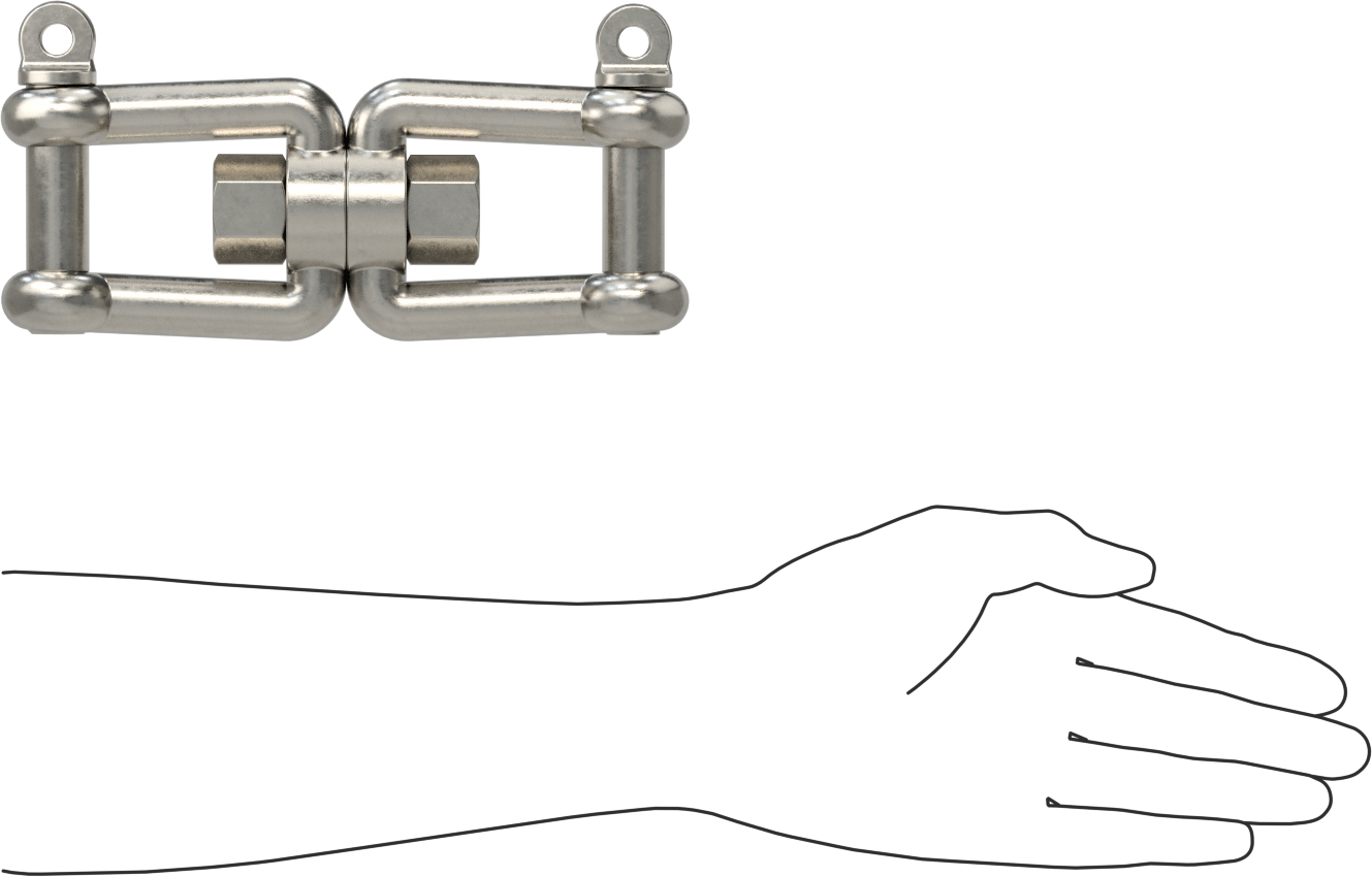 Clevis-Clevis Döner Bağlantı - Kaldırma Amaçlı Değildir, 316 Paslanmaz Çelik, 6-7/32" Uzunluk