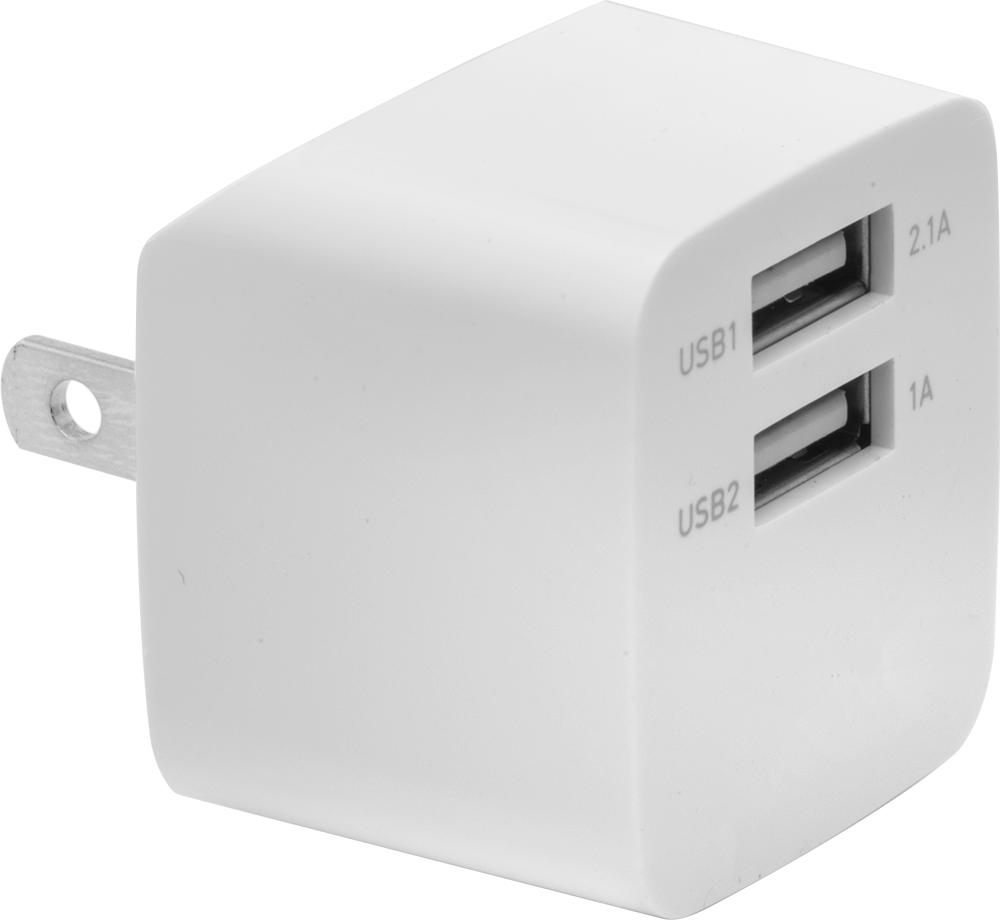USB Şarj Cihazı, Düz Bıçaklı Fişli, 2 USB-A