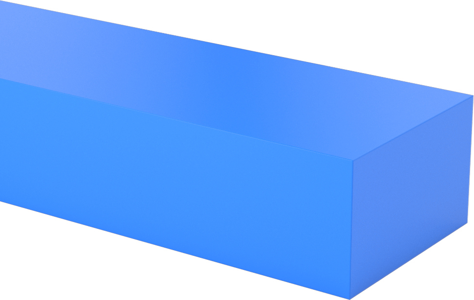 Yüksek Mukavemetli Kaygan UHMW Polietilen, Bar, 1-1/2" Kalınlık, 2-1/2" Genişlik