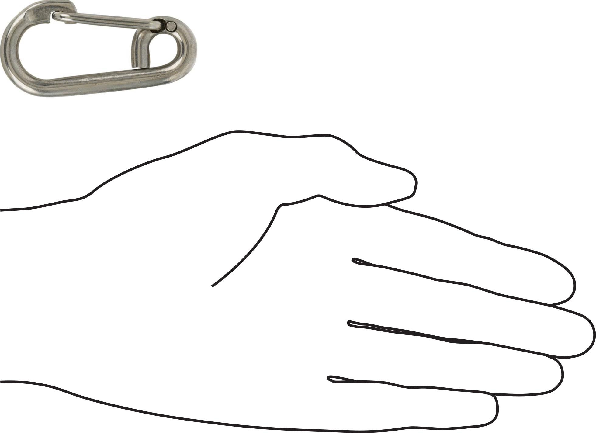 316 Paslanmaz Çelik Karabina - Kaldırma Amaçlı Değildir, 260 lbs. Kapasite, 1/4" Kalınlık, 3/8" Açıklık Genişliği