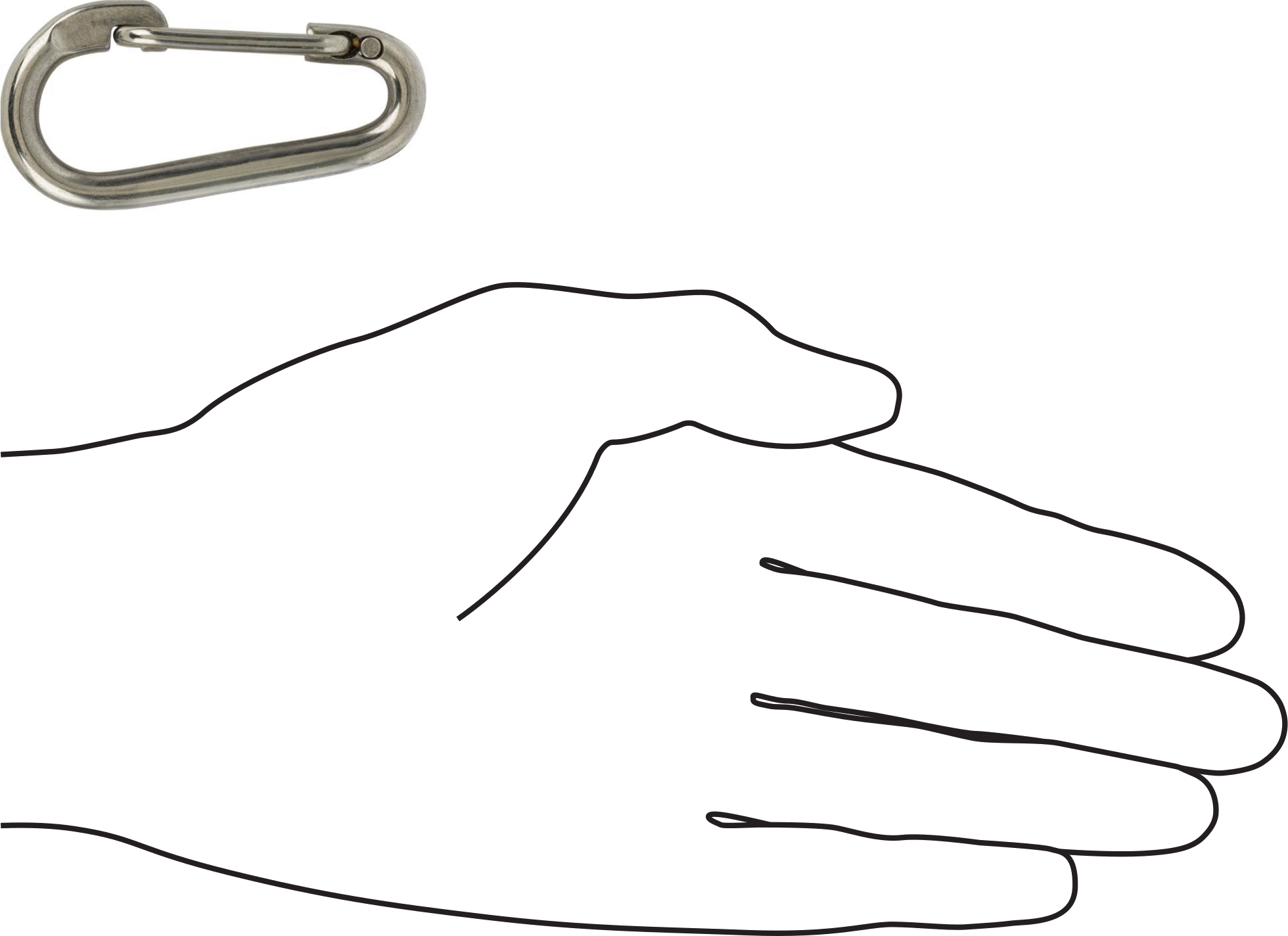 316 Paslanmaz Çelik Karabina - Kaldırma Amaçlı Değildir, 260 lbs. Kapasite, 1/4" Kalınlık, 3/8" Açıklık Genişliği