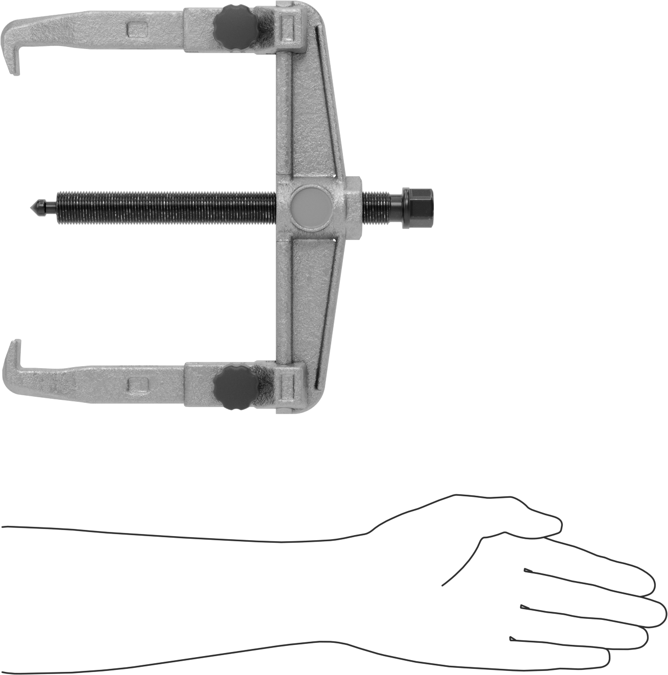 Çift Yönlü Çeneli Dış/İç Kavrama Çekici, Standart Profil Çubuk Kontrolü, 2 Çene, 4“ ila 10-1/4” İç Çap için