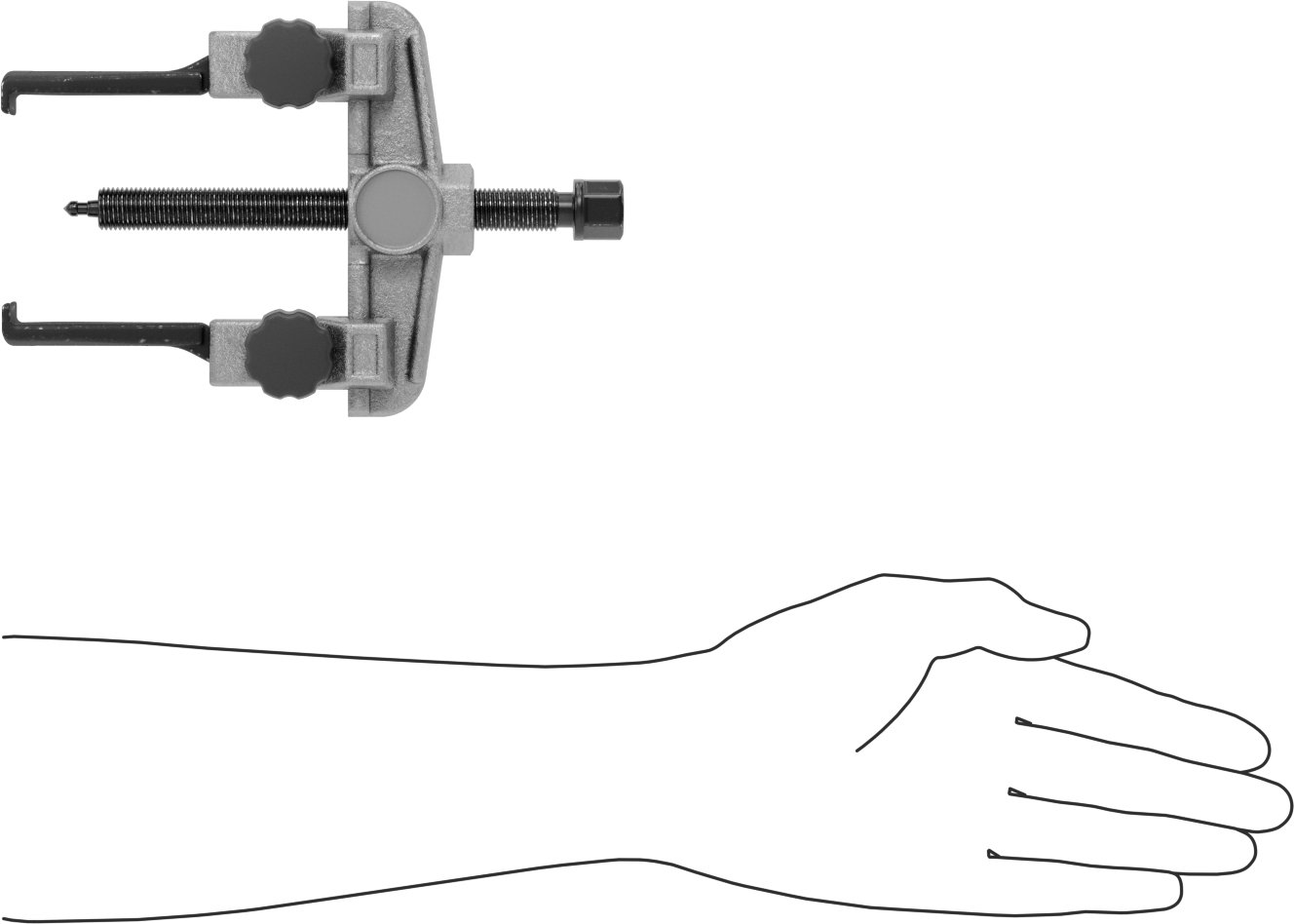 Çift Yönlü Çeneli Dış/İç Kavrama Çekici, Dar Profil Çubuk Kontrolü, 2 Çene, 2-3/4“-5-1/2” iç çap için