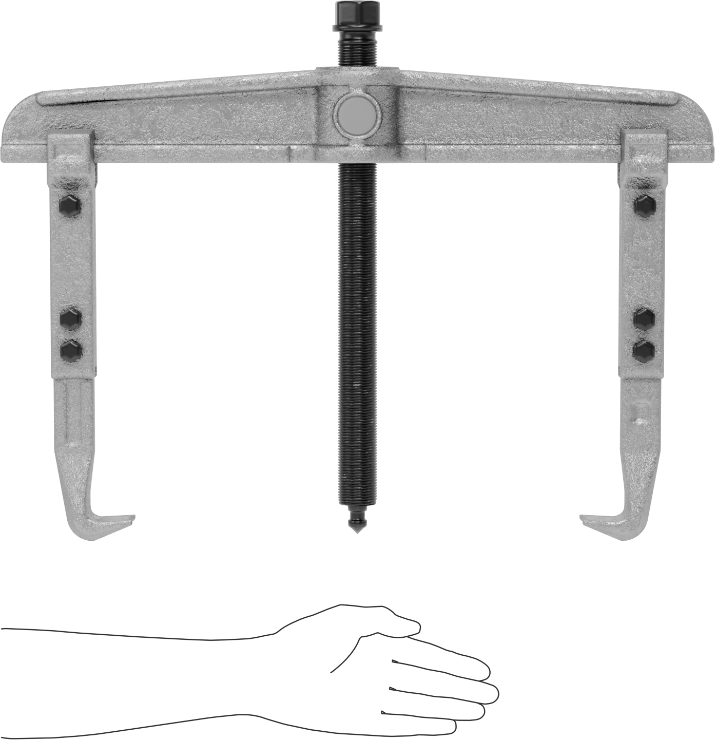 Çift Yönlü Çeneli Dış/İç Kavrama Çekici, Standart Profil Çubuk Kontrolü, 2 Çene, 7-3/4“ ila 23-1/4” iç çap için