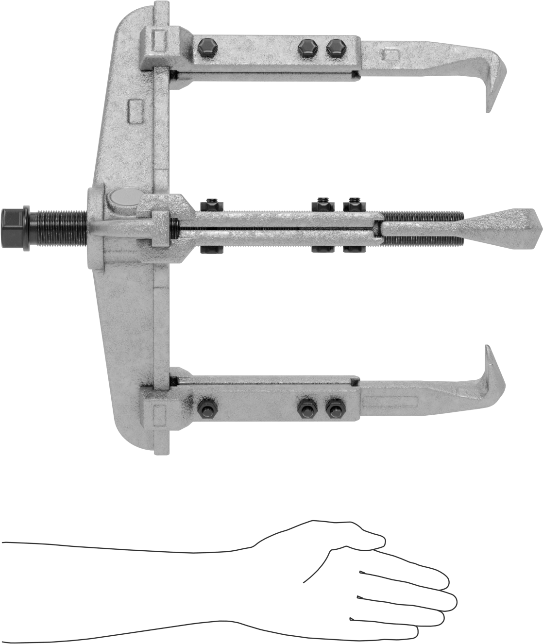 Çift Yönlü Çeneli Dış/İç Kavrama Çekici, Standart Profil Çubuk Kontrolü, 8.75" ila 19.75" ID, 11-7/8" Uzanma Mesafesi