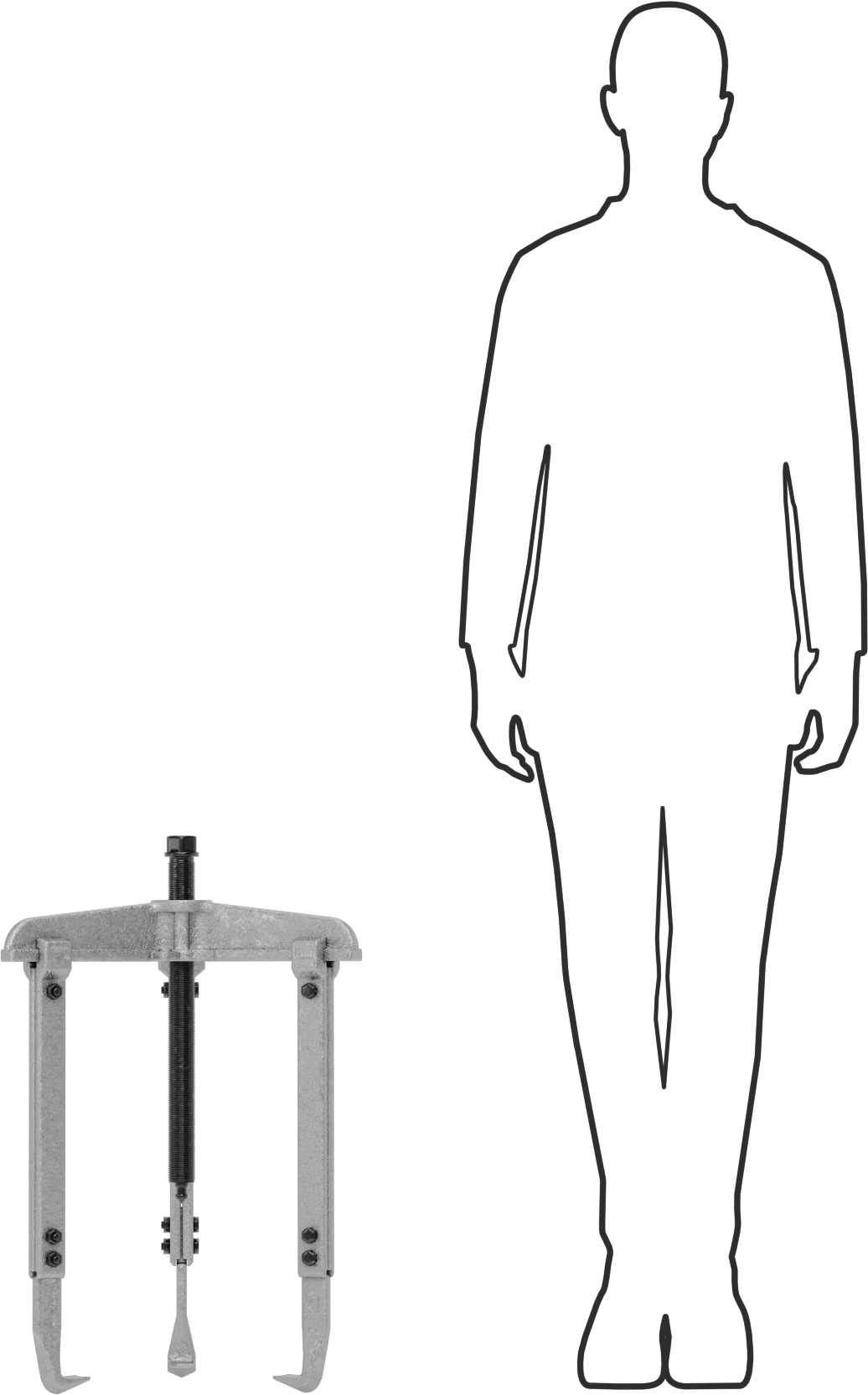Çift Yönlü Çeneli Dış/İç Kavrama Çekici, Standart Profil Çubuk Kontrolü, 8.75" ila 19.75" ID, 19-3/4 inç Uzanma Mesafesi