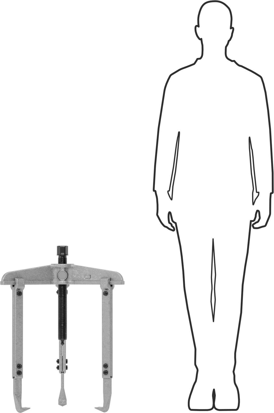 Çift Yönlü Çeneli Dış/İç Kavrama Çekici, Standart Profil Çubuk Kontrolü, 3 Çene, 11“ ila 23-1/2” İç Çap için