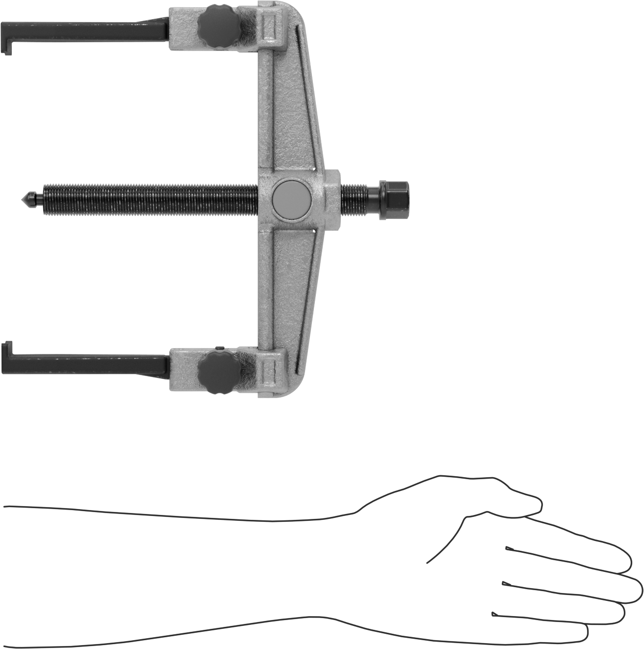 Çift Yönlü Çeneli Dış/İç Kavrama Çekici, Dar Profil Çubuk Kontrolü, 2 Çene, 4“ ila 10-1/4” İç Çap için