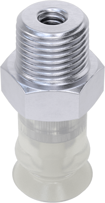 Gıda Endüstrisi Vakum Vantuzu, Yüksekliği Ayarlanabilir, Tek Körük, 0,45" Vantuz Çapı, 1/8 NPT Erkek