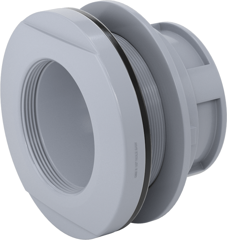 Duvar Delikli Plastik Düz Boru Bağlantı Parçası, Kalın Duvarlı PVC Konektör, 4 NPT Dişi, 5-1/2" delik için