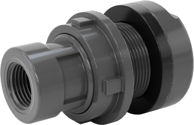 Duvar Delikli Plastik Düz Boru Bağlantı Parçası, Su için, Kalın Duvarlı Adaptör, 3/8 Soket x 3/8 NPT Dişi