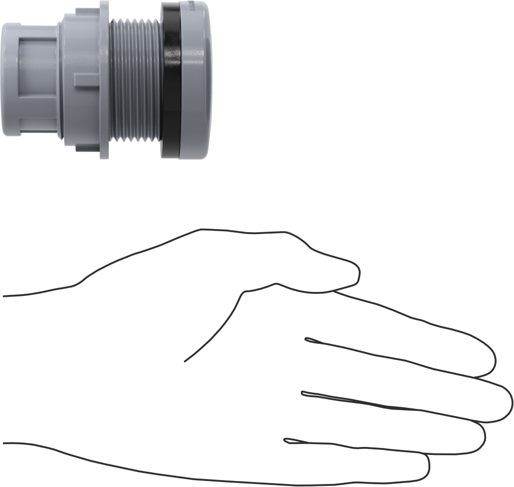 Duvar Delikli Plastik Düz Boru Bağlantı Parçası, Kalın Duvarlı PVC Konektör, 3/4 NPT Dişi, 1-3/4" Delik için