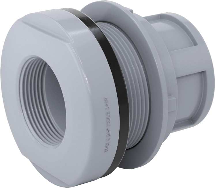 Duvar Delikli Plastik Düz Boru Bağlantı Parçası, Kalın Duvarlı PVC Konektör, 1,5 NPT Dişi, 2-3/4" Delik için