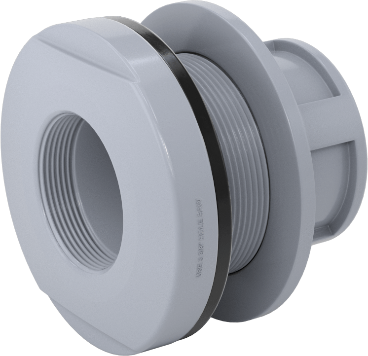 Duvar Delikli Plastik Düz Boru Bağlantı Parçası, Kalın Duvarlı PVC Konektör, 2 NPT Dişi, 3-3/8" Delik için