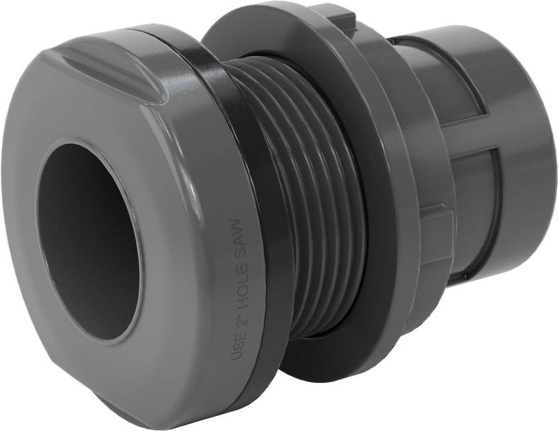 Duvar Delikli Plastik Düz Boru Bağlantı Parçası, Su için, Kalın Cidarlı PVC Adaptör, 1 Soket x 1 NPT Dişi