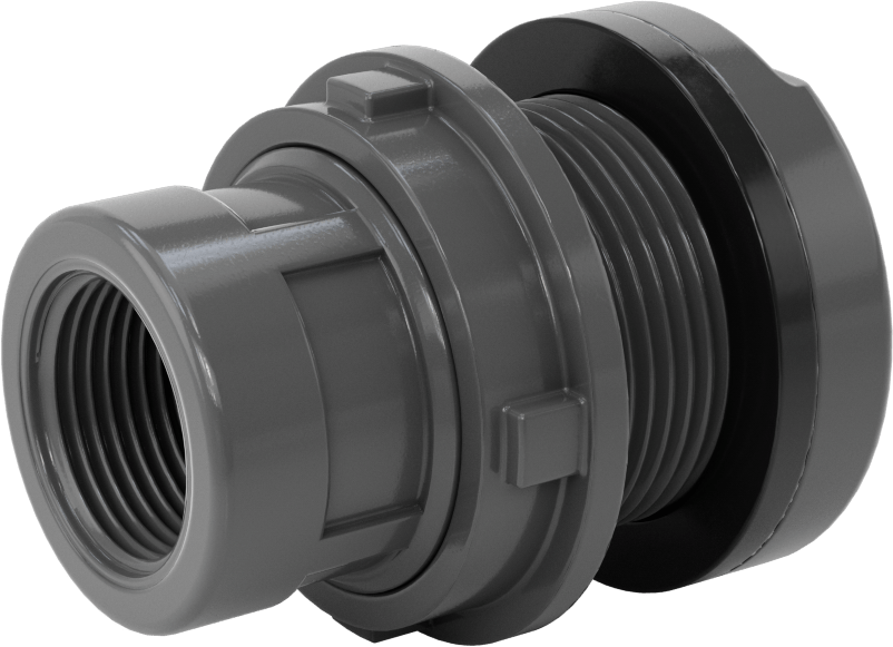 Duvar Delikli Plastik Düz Boru Bağlantı Parçası, Su için, Kalın Cidarlı PVC Adaptör, 1 Soket x 1 NPT Dişi