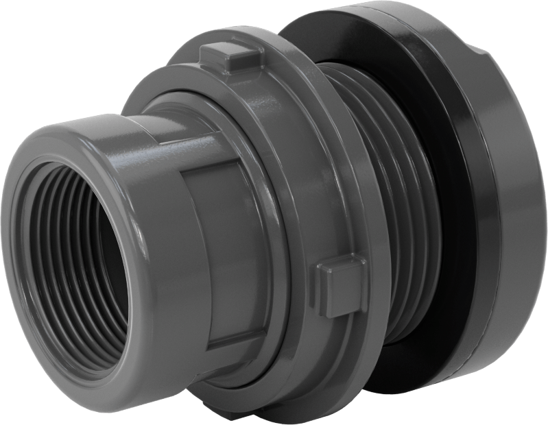 Duvar Delikli Plastik Düz Boru Bağlantı Parçası, Kalın Cidarlı PVC Adaptör, 1-1/4 Soket x 1-1/4 NPT Dişi