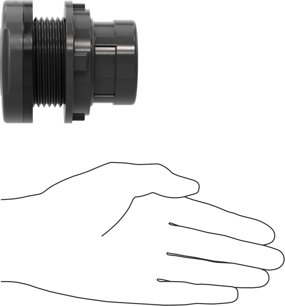 Duvar Delikli Plastik Düz Boru Bağlantı Parçası, Kalın Cidarlı PVC Adaptör, 1-1/4 Soket x 1-1/4 NPT Dişi